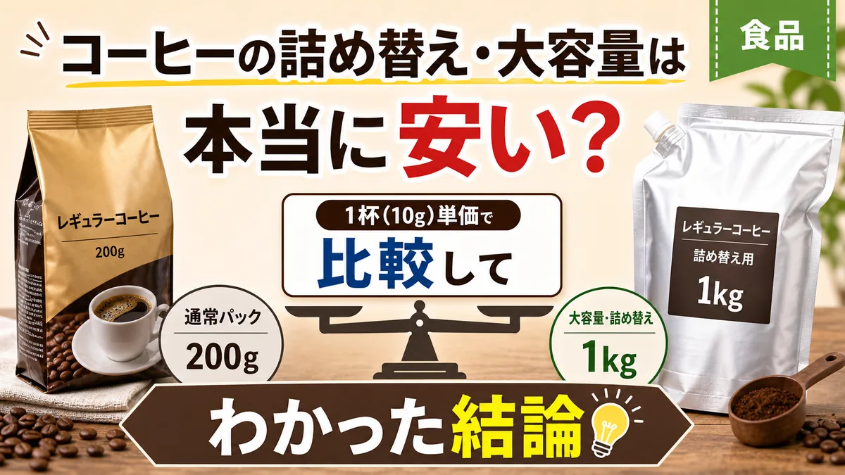 コーヒーの詰め替え・大容量は本当に安い？1杯(10g)単価で比較してわかった結論